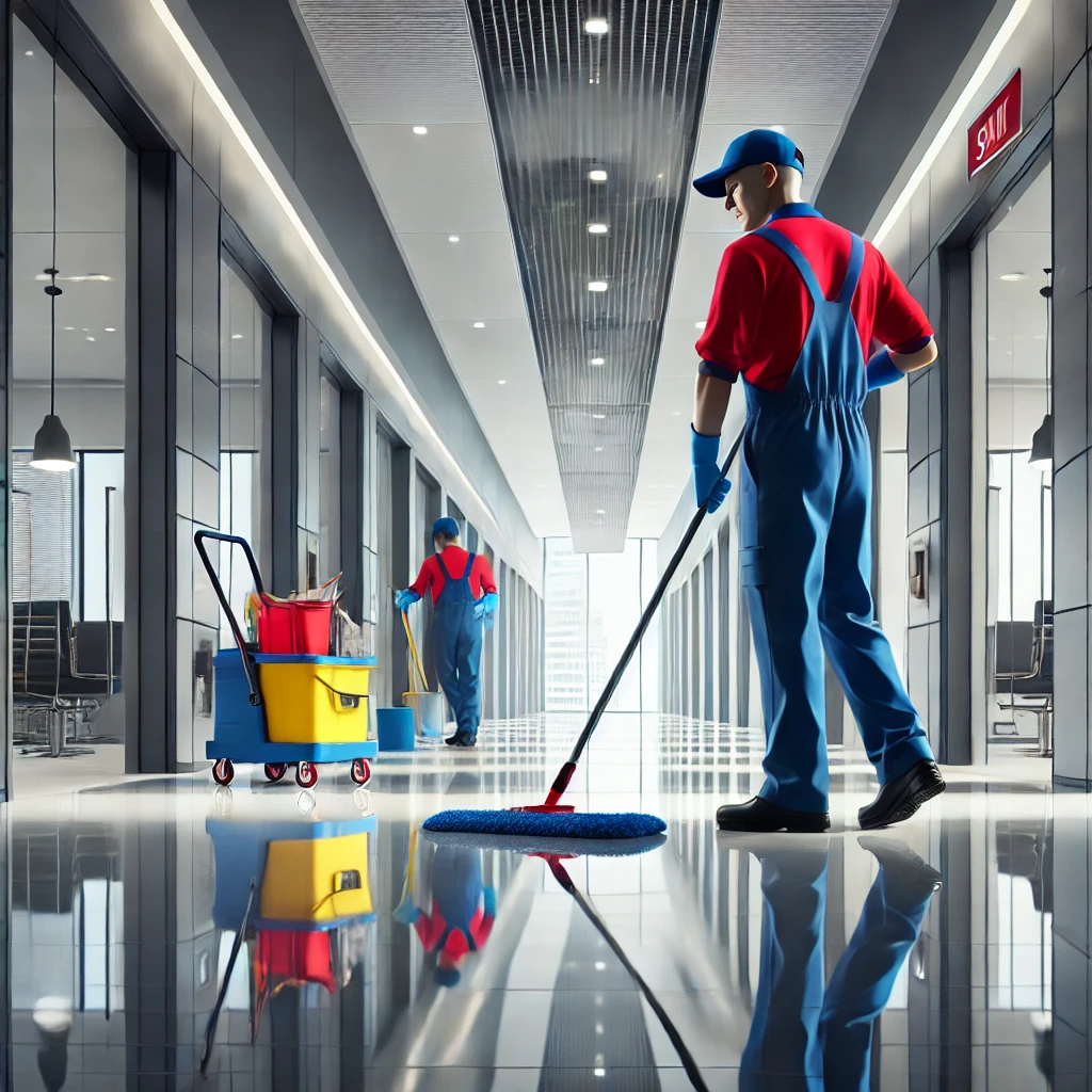 DALL·E 2025-01-15 17.46.06 – A highly realistic image of a janitorial or building maintenance service in action. The scene shows a professional cleaner in uniform performing tasks DALL·E 2025-01-15 17.46.06 - A highly realistic image of a janitorial or building maintenance service in action. The scene shows a professional cleaner in uniform performing tasks